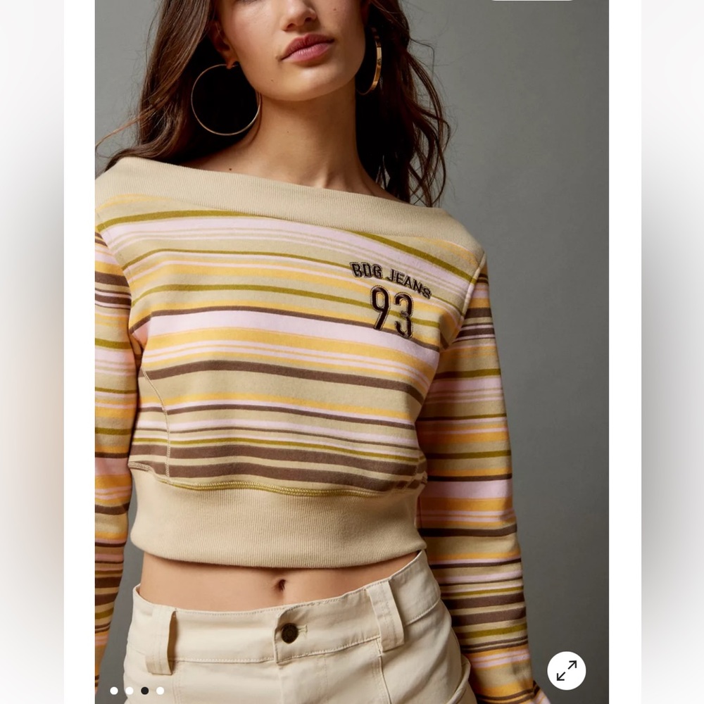 size XS BDG Urban Outfitters Striped Off the Shoulder Sweatshirt NWT